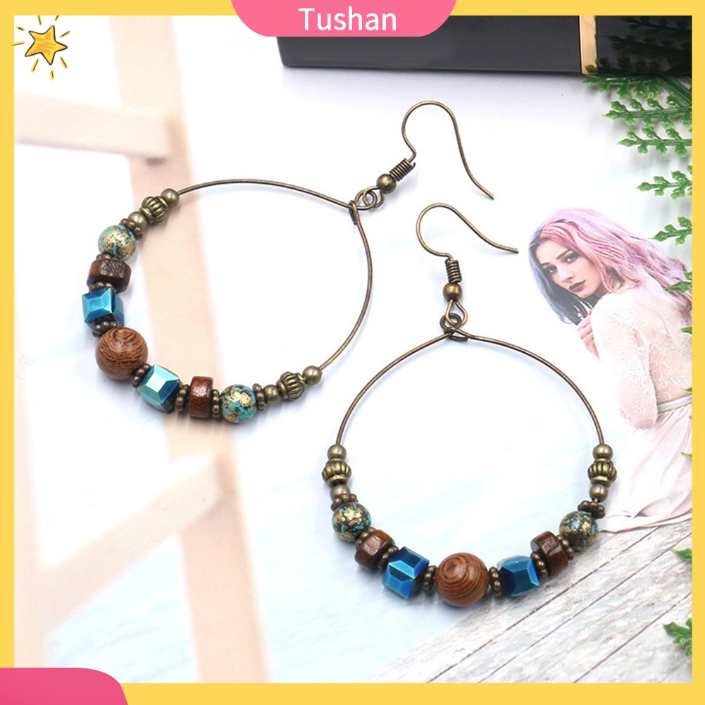 Hoa tai dáng tròn phong cách Bohemian thời trang cho nữ