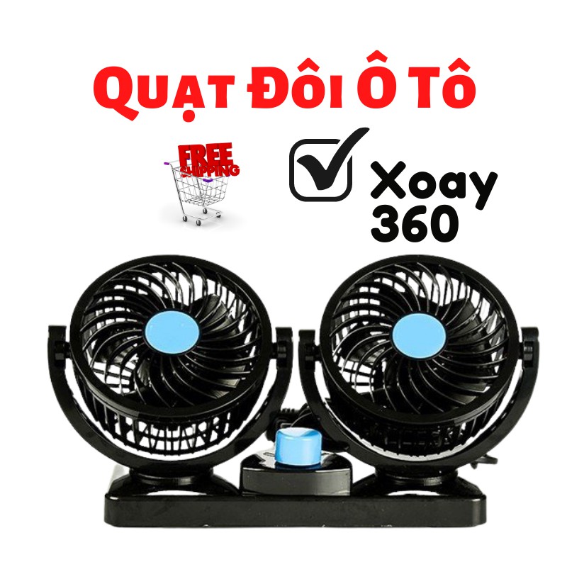 Quạt Mini, Quạt Đôi Ô Tô Thông Minh Xoay 360 Độ Tiện Ích IKA.HOME