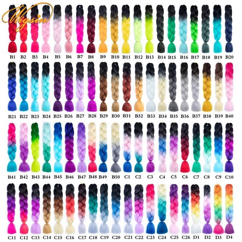 Bím Tóc Giả 24 "100G Màu Xám Tím Ombre Dành Cho Nữ