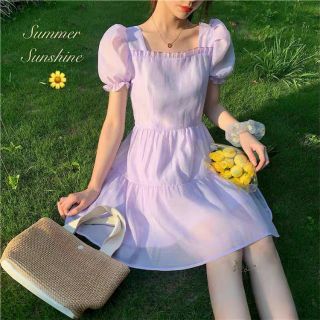 Đầm babydoll cổ vuông kèm ảnh thật