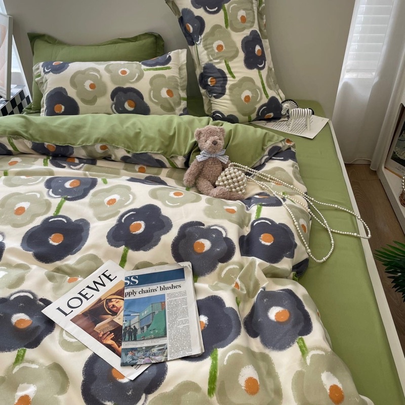 Chăn Ga Gối Đệm ❤️ cotton poly họa tiết kẻ đủ size đệm màu đen xám chăn ga gối hàn quốc nhập khẩu Mượt Decor