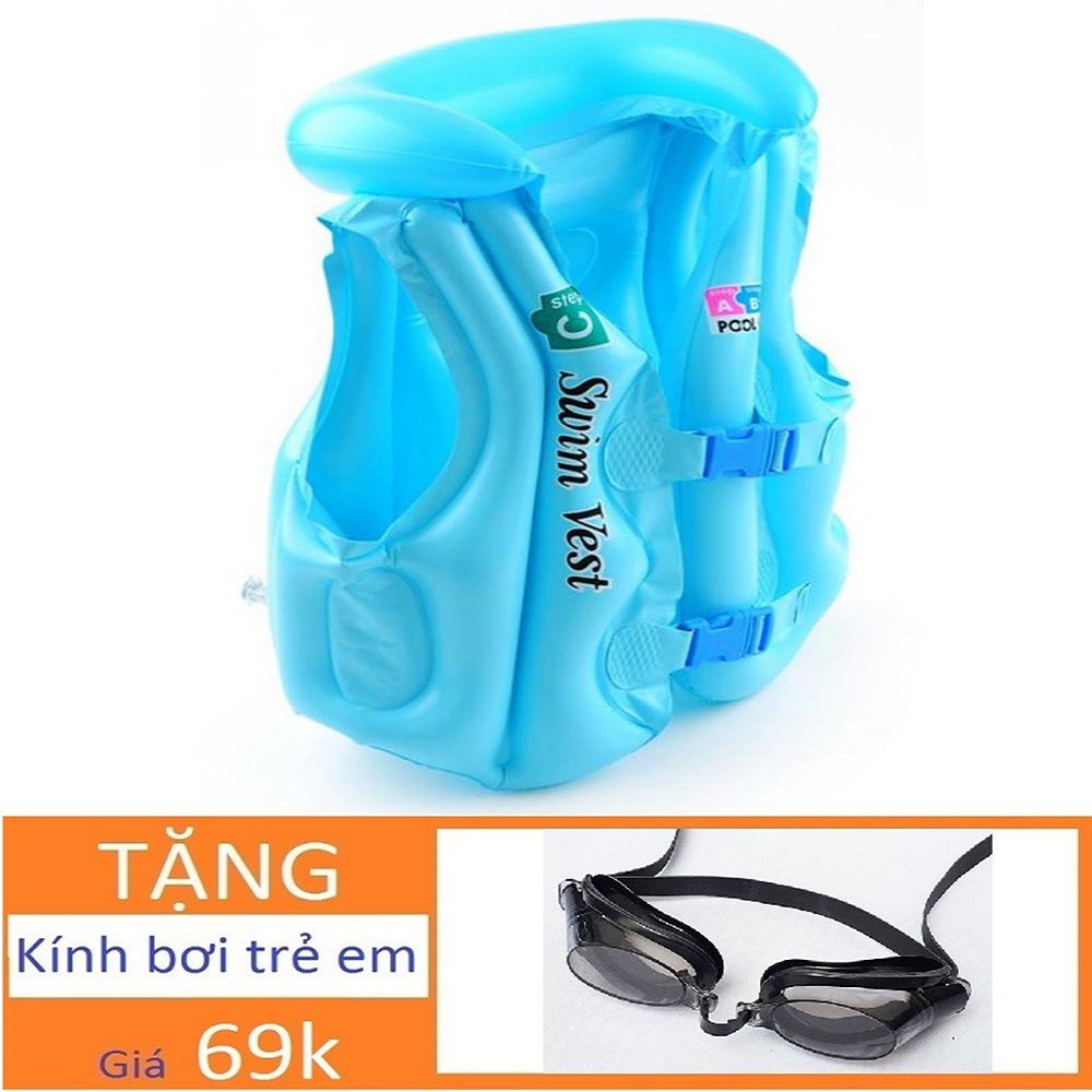 Áo phao bơi đỡ cổ Tặng kính bơi (trẻ 3-6 tuổi)