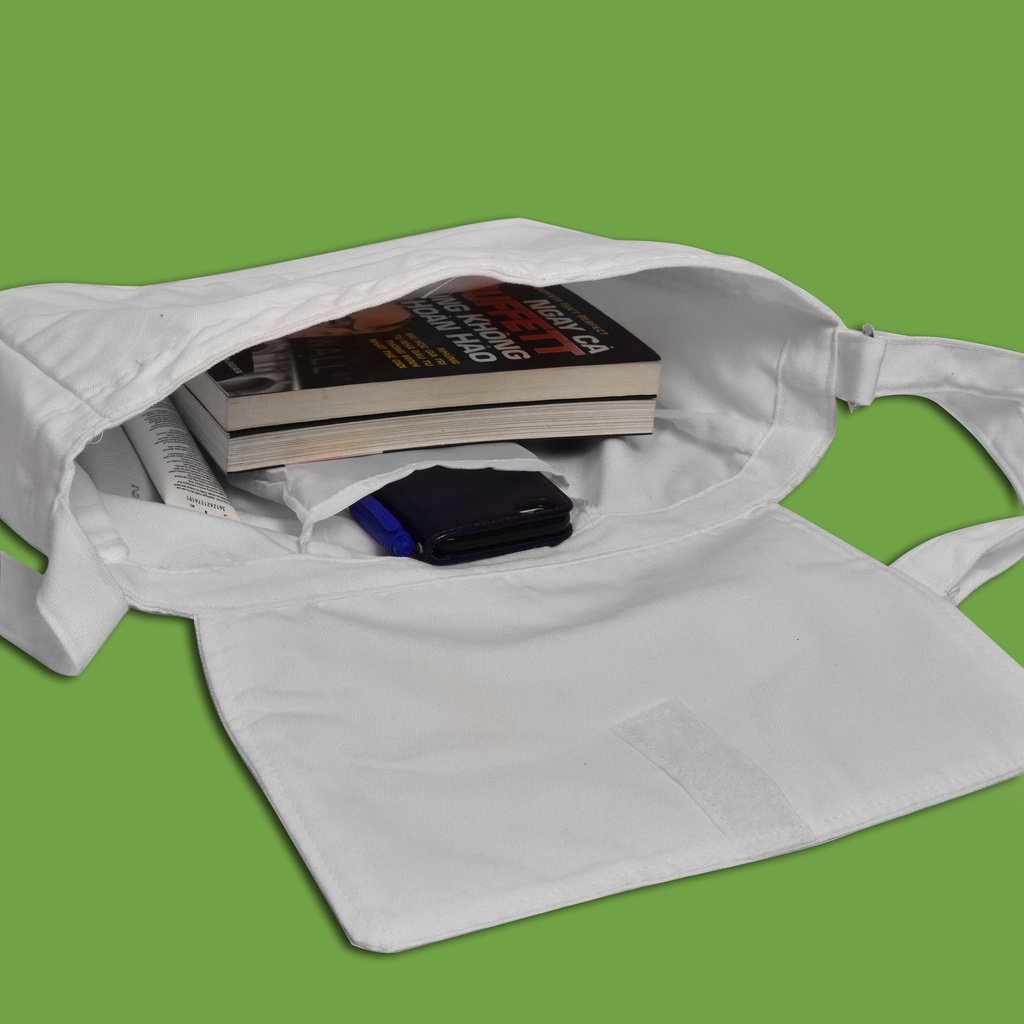 Túi vải đeo vai đeo chéo túi vải canvas màu trắng in hình Chú Cừu Cute