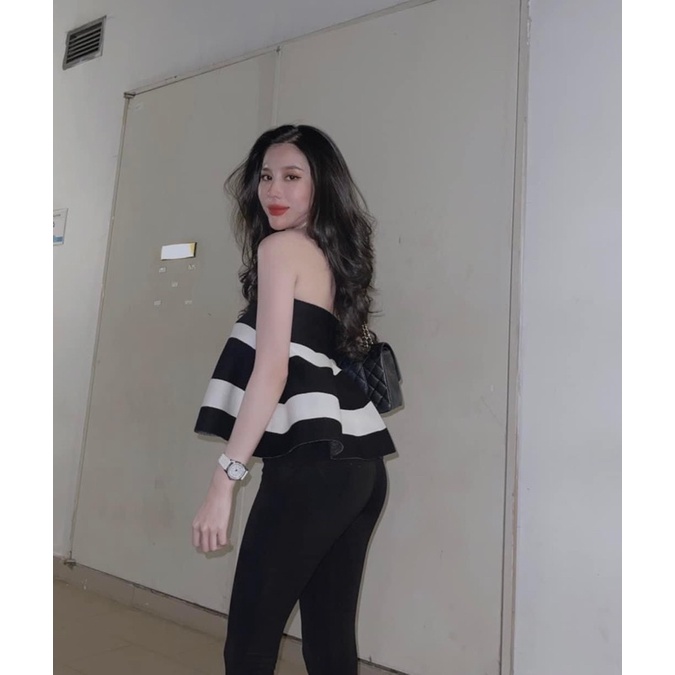 SET ÁO ỐNG SỌC BÈO + QUẦN LEGGING ĐEN