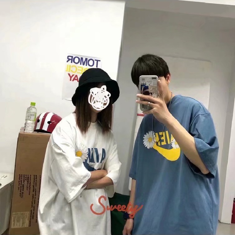 Áo Thun Tay Ngắn Dáng Rộng In Hình Biểu Tượng Cảm Xúc Kiểu Hip-Hop Đường Phố Nhật Bản Cá Tính Cho Nam