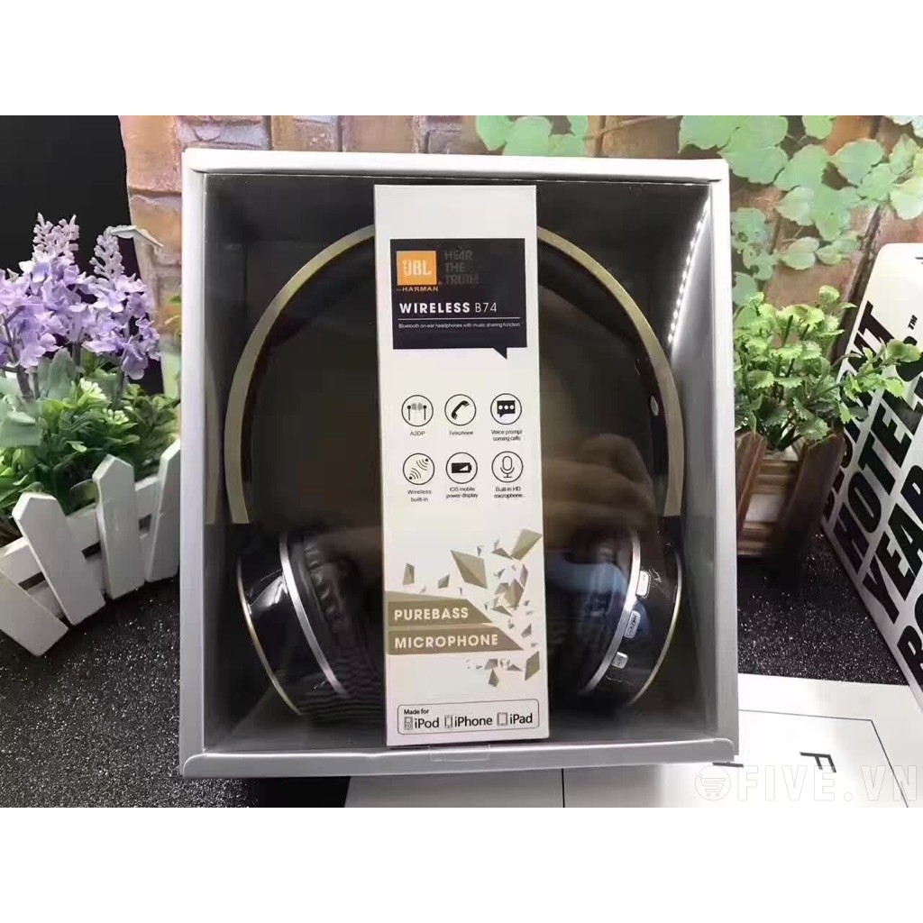 [ Free ship ] Tai nghe chụp tai Headphone Bluetooth B74 - dòng cao cấp kèm jack cắm - bass cực khủng