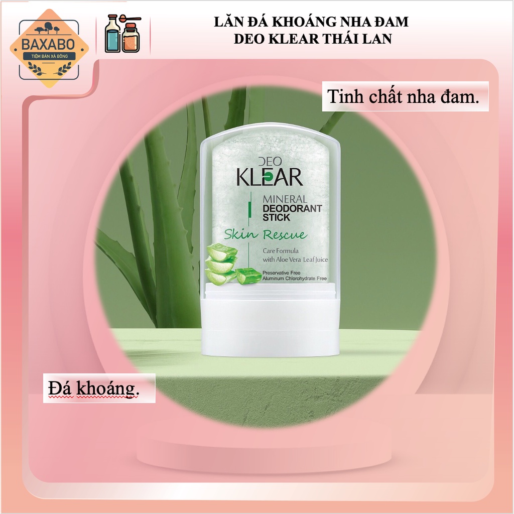 LĂN ĐÁ KHOÁNG NHA ĐAM KLEAR MINERAL DEODORANT STICK - NỘI ĐỊA THÁI LAN - HÀNG CHÍNH HÃNG