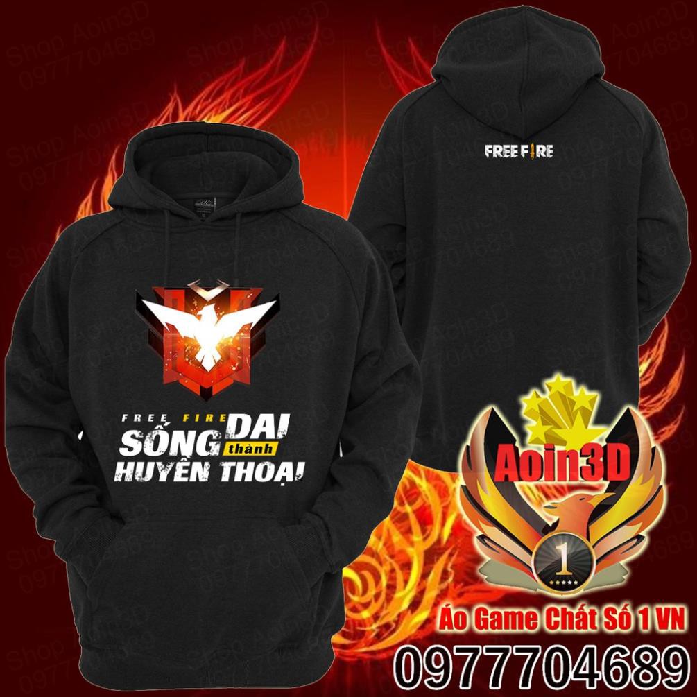 BÁN CHẠY -  Áo Free Fire Rank Huyền Thoại - Áo Hoodie Shop Aoin3D  / siêu hot đủ size