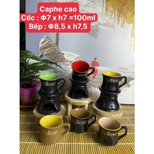 Combo 10 cốc cafe dáng eo gốm sứ Bát Tràng