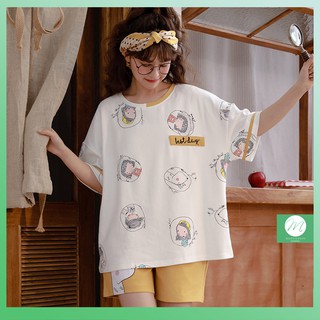 Bộ ngủ mặc nhà cho nữ, bộ đồ ngủ chất cotton kiểu dáng trẻ trung b3