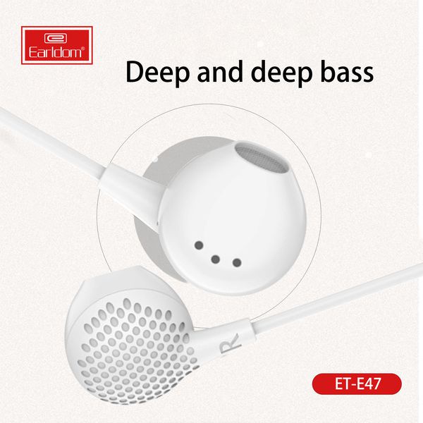 Tai Nghe Có Dây Earldom ET-E47 , chống ồn, âm bass sâu dùng cho smartphone, laptop, PC.