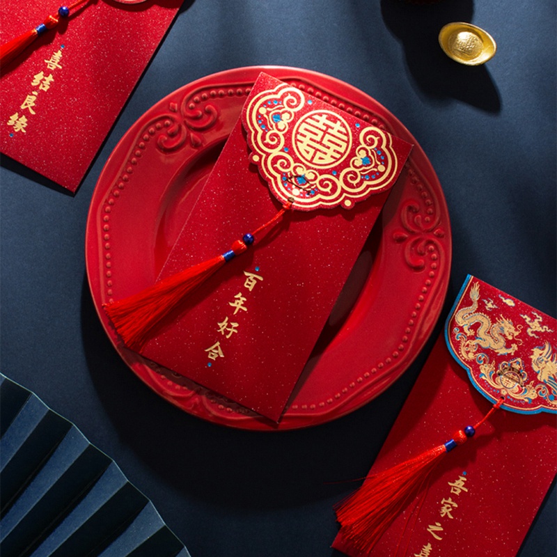 Thiệp Mời Đám Cưới Màu Đỏ Phong Cách Trung Hoa Năm Mới 2023