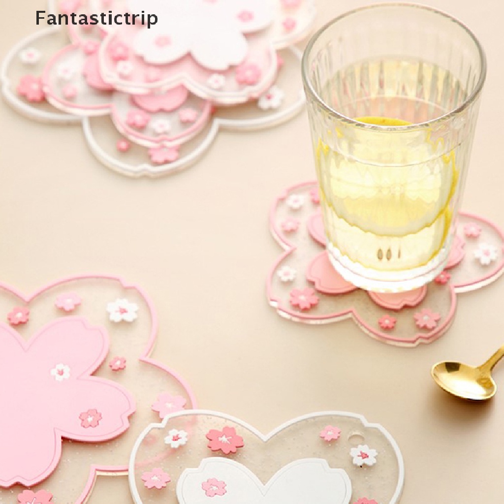 Bộ 2 Miếng Lót Kính Cách Nhiệt Chống Trượt Họa Tiết Hoa Anh Đào Xinh Xắn