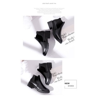 Giày Bốt Cổ Chun Da Trơn Phong Cách Hàn Quốc BT1