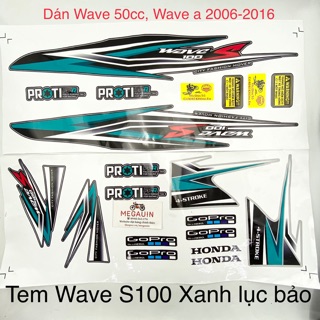 Tem Wave 50cc, Wave a 100 2006-2016 Xanh Lục Bảo Proti Mg 824