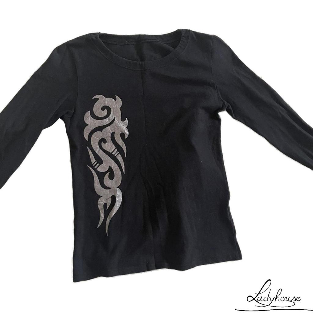 Ldd-áo Thun Tay Dài Cổ Tròn In Hình Ngôi Sao / Rồng / Ngôi Sao Mùa Xuân S / M / L