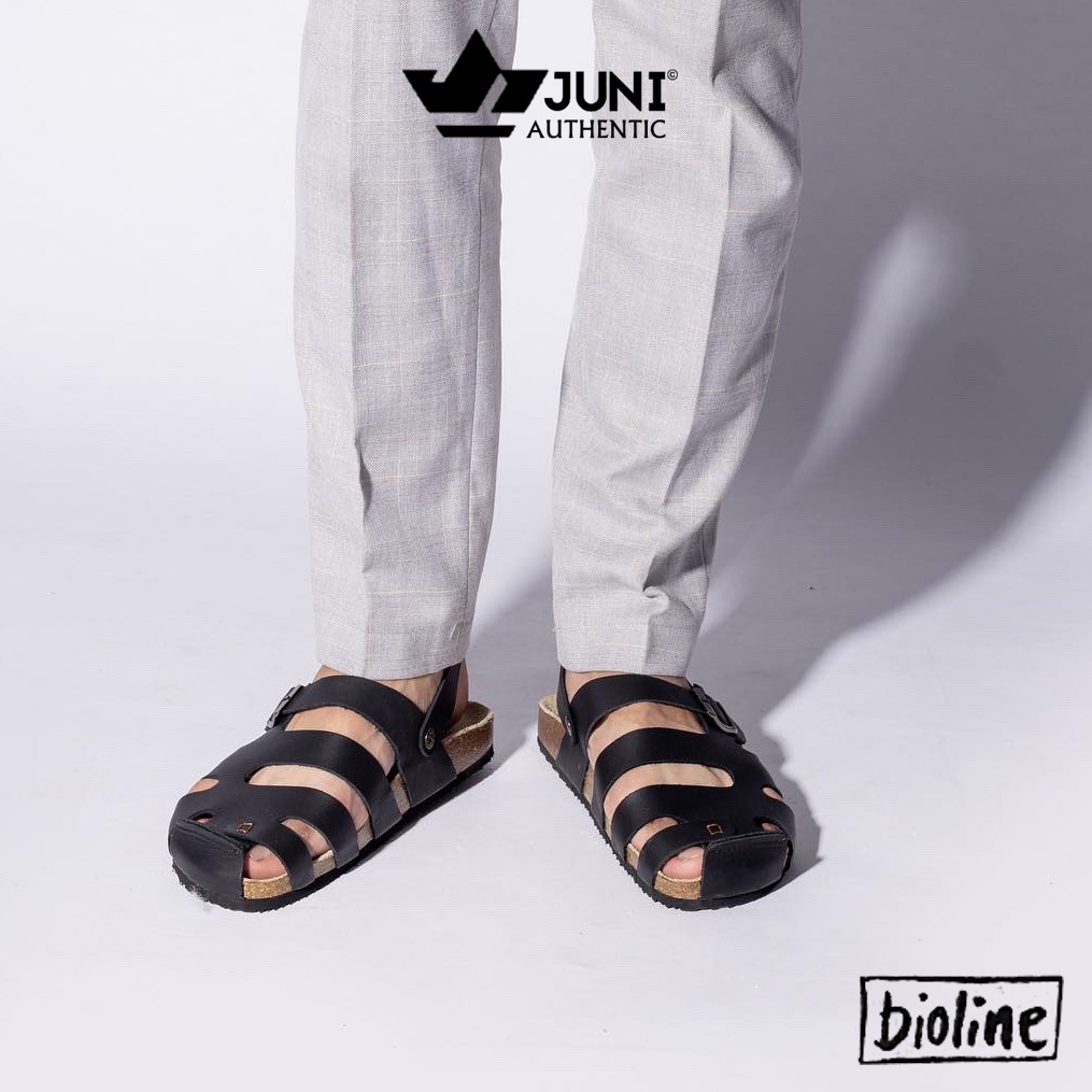 Giày sandals dáng rọ quai hậu da bò thật nam nữ đế trấu, xăng đan học sinh đi học cao cấp Bioline Birken