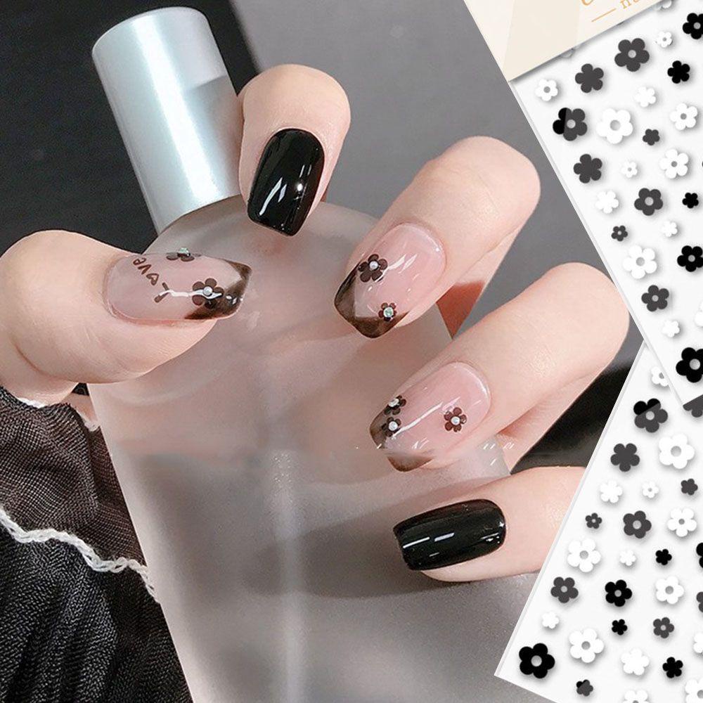 Miếng Dán Trang Trí Móng Tay Hình Hoa 5D Màu Cầu Vồng Dễ Thương