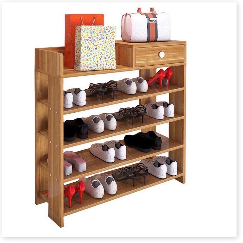 KỆ GIẦY GỖ 5 TẦNG CÓ HỘP ĐỰNG ĐỒ