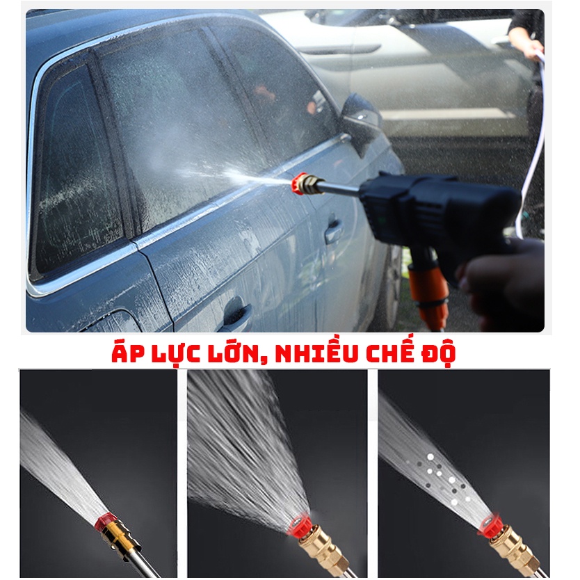 [Tặng bình xịt tạo bọt] Máy rửa xe Hitachi dùng pin - Áp lực cao, k cần cắm điện - Pin 199v - Bảo hành 12 tháng