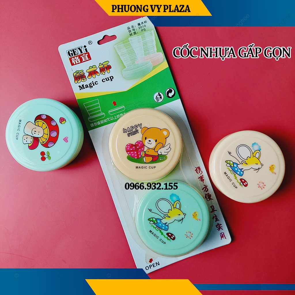 Set 2 Cốc Nhựa Xếp Gọn Tiện Dụng Đi Du Lịch