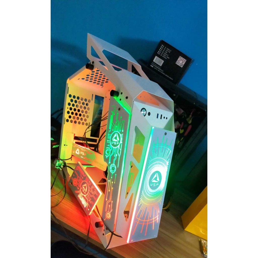 [Zalo giá tốt] Thùng case coolman M-atx led vỏ case màu trắng vỏ case K God case ES1 white