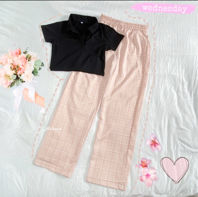 Quần caro Ulzzang ống rộng 02 unisex | BigBuy360 - bigbuy360.vn