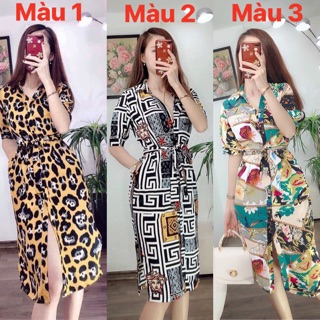 Đầm sơ mi nhiều hoạ tiết