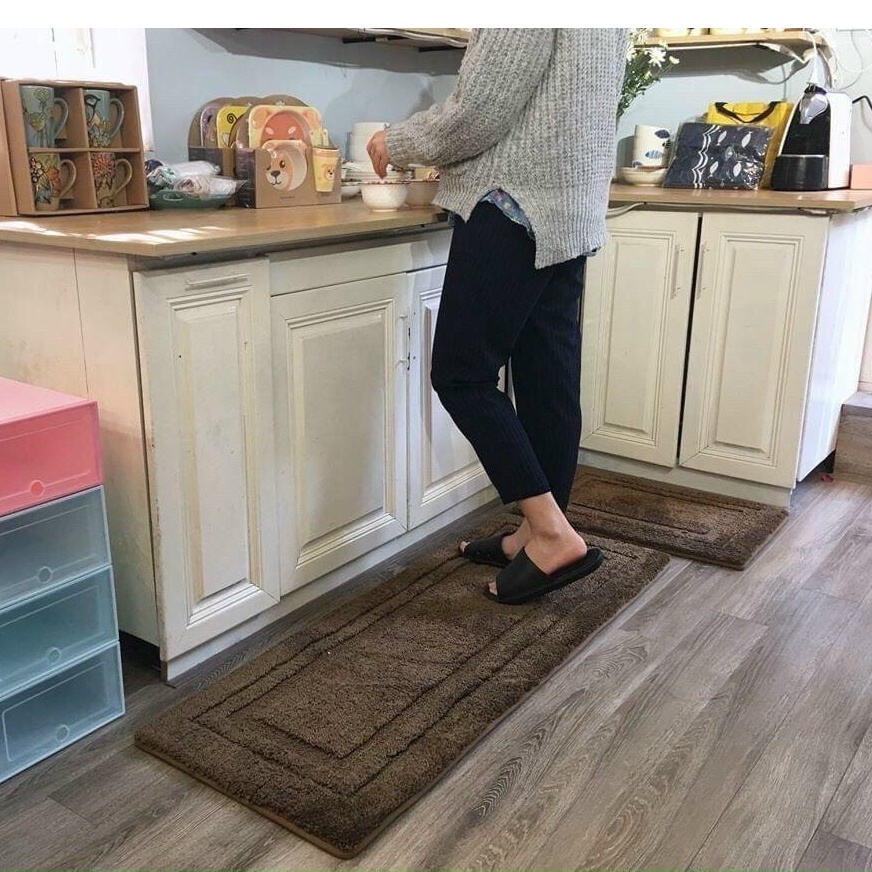 Thảm chùi chân 1 màu hàng nhập Cao Cấp thấm hút cực tốt - kích thức (40cm x 120cm)
