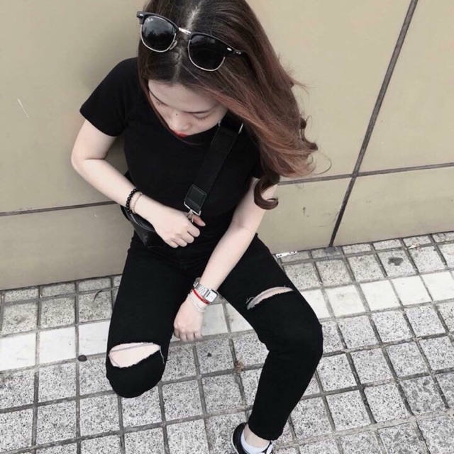 Quần  jean nữ rách gối cực chất ( ảnh thật sp )