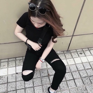 Quần jean nữ rách gối cực chất