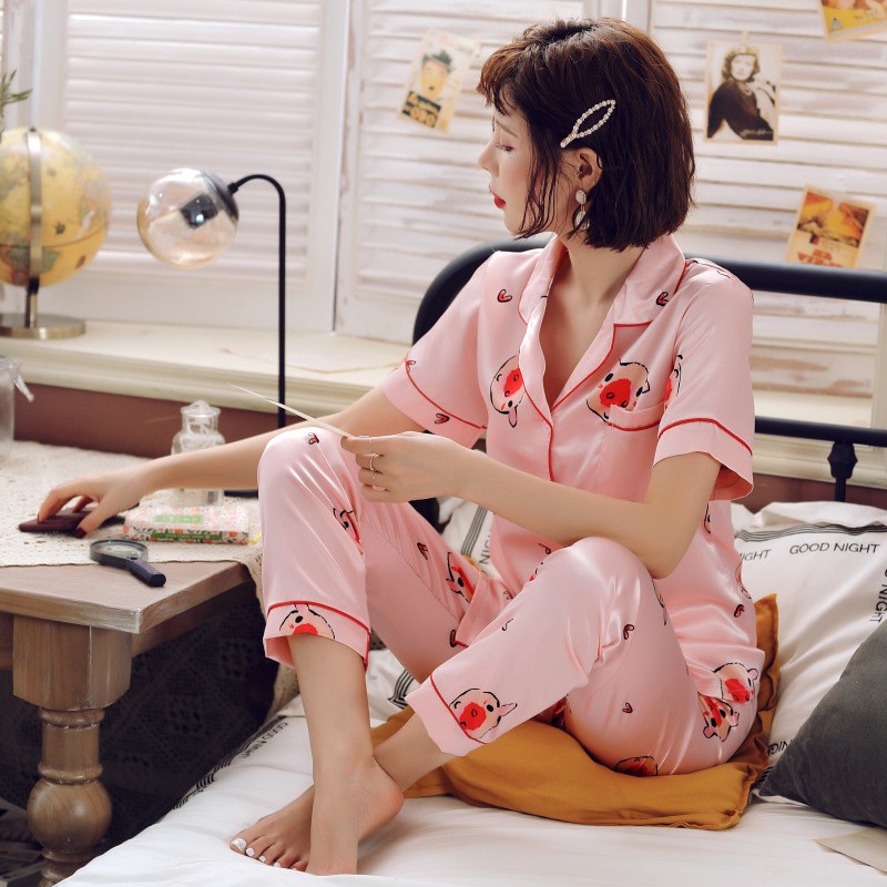 Đồ Bộ Pijama nữ đẹp, Đồ Ngủ Pijama dài - Sợi Lụa Satin Cao Cấp Mềm, Mịn - Siêu Dễ Thương B58