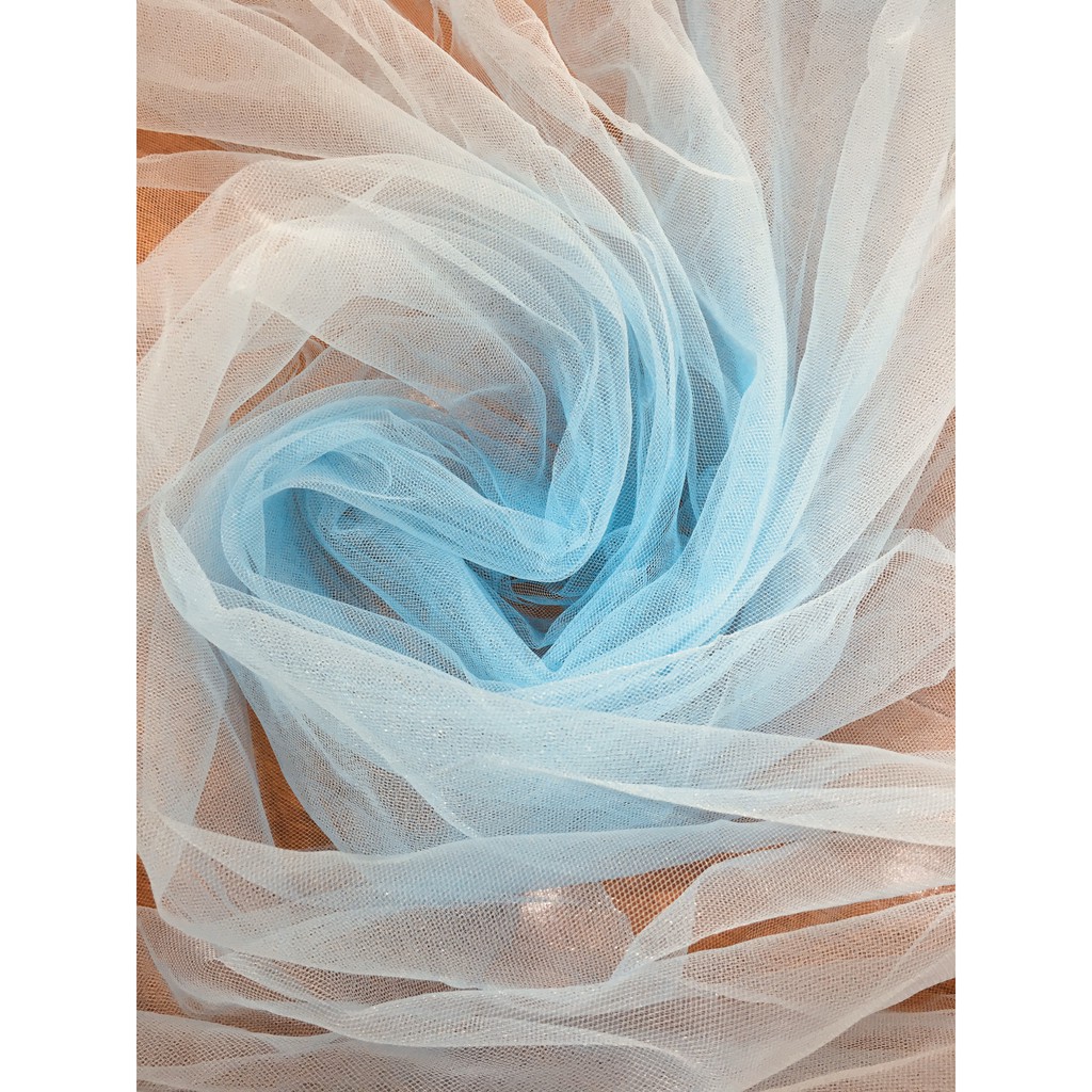 Vải lưới màu xanh trời loại xịn mắt nhỏ ko bai rão khổ 1,6m lưới may váy tutu, vải may váy đầm, làm đồ trang trí