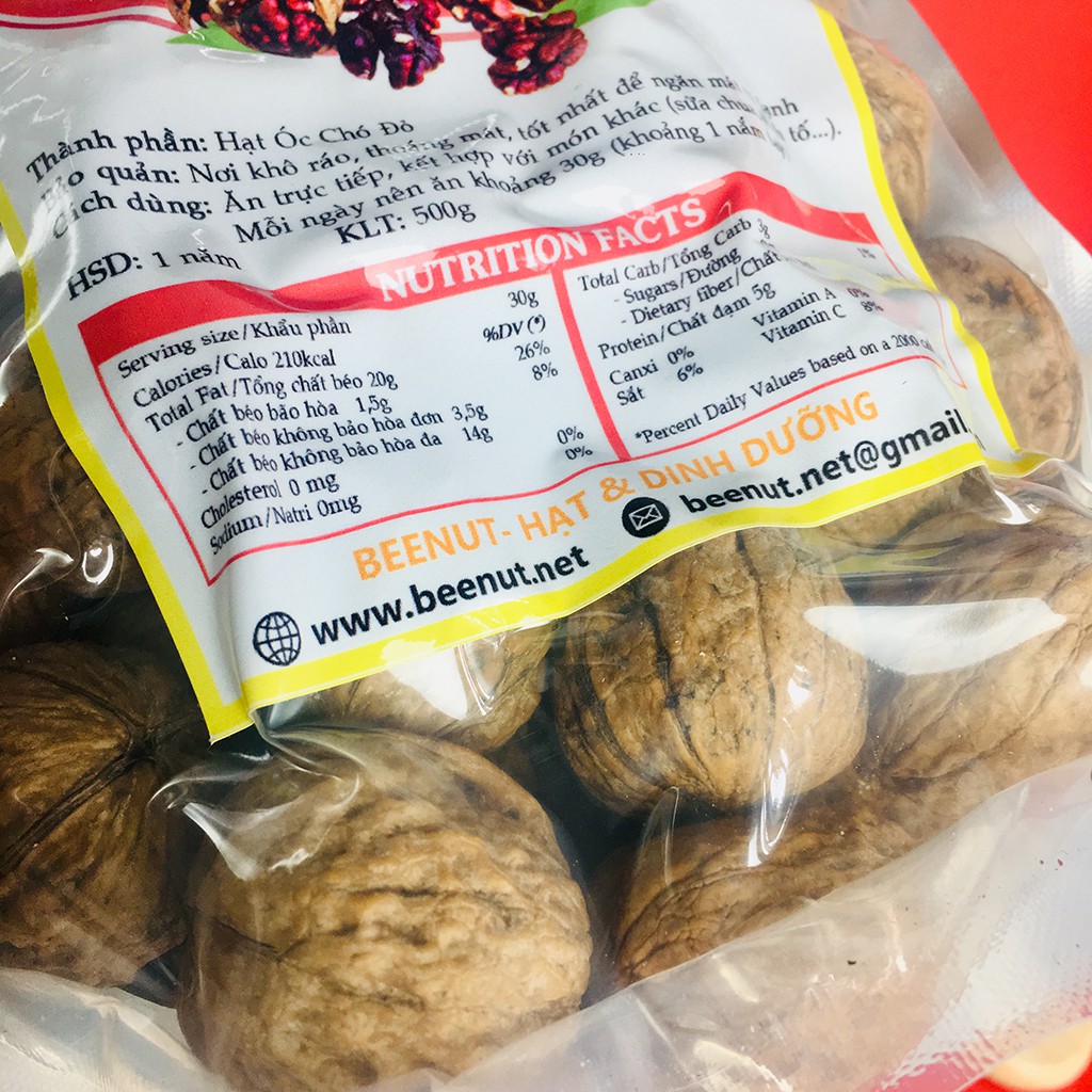 Quả Hạt Óc Chó Đỏ Nguyên Vỏ - Tặng Đồ Tách Vỏ - Mỹ - Giàu Omega-7 Gấp Đôi Óc Chó Vàng - BeeNut