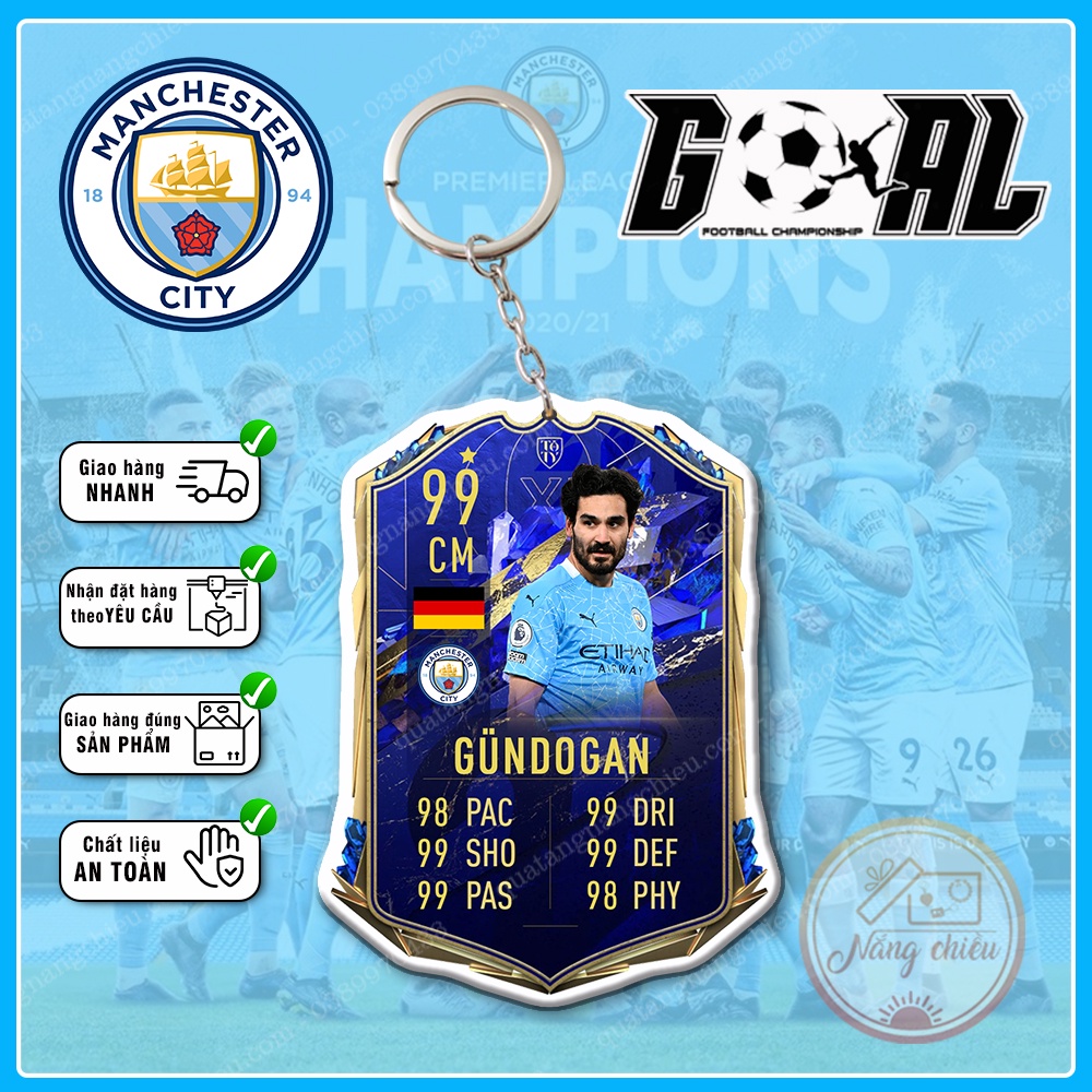 Móc khóa thẻ CLB Man City Season 2022-2023   - Thiết kế với mọi cầu thủ
