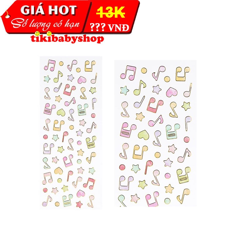 Tấm Sticker Dán Nổi Trang Trí Sổ Kế Hoạch - Hình Nốt Nhạc