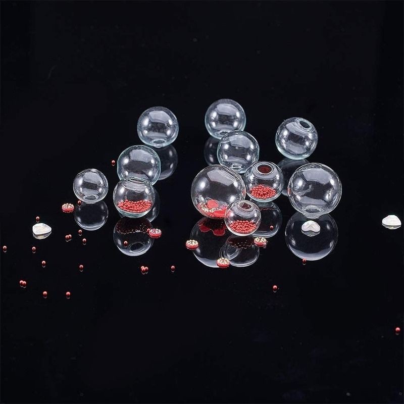 Cầu thủy tinh rỗng kèm nắp treo làm resin, thủ công, handmade, trang sức