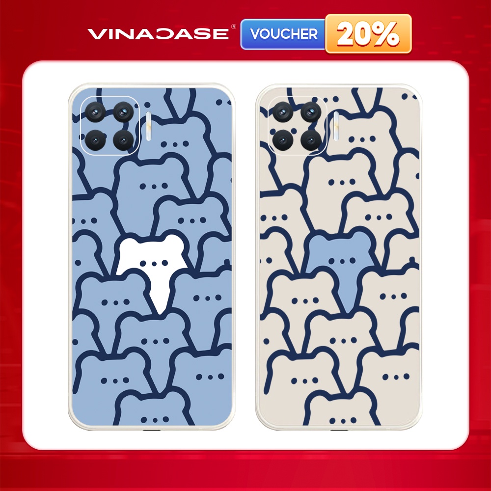 Ốp lưng Vina Case OPPO A1K/A3S/A54/A94/F9/ ....Silicone TPU dẻo viền vuông bảo vệ camera hình Icon Gấu