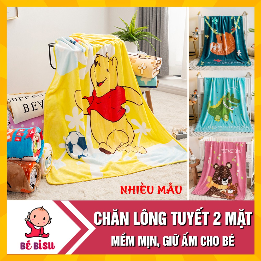 Chăn lông tuyết thu đông 2 mặt giữ ấm cho bé (Kích thước 100*140cm)