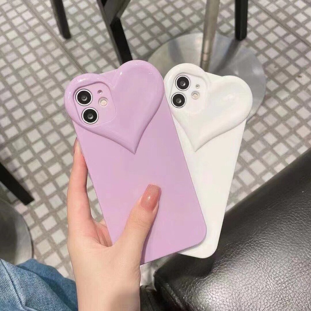 Ốp Điện Thoại Chống Sốc Bảo Vệ Toàn Diện Họa Tiết Trái Tim 3D Thời Trang Cho iPhone 13/12/11/XS/X/8/7