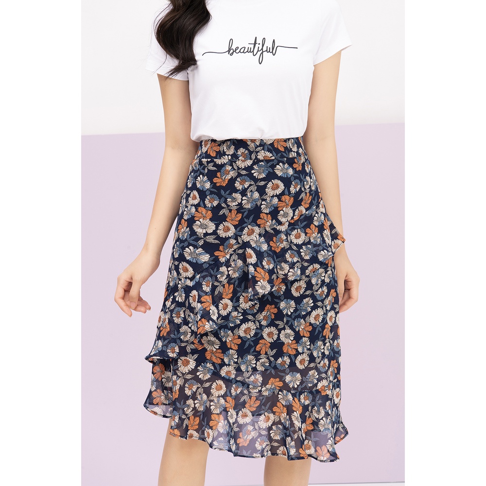Chân Váy Nữ Công Sở LUPERI LFCV589 Cạp Cao Họa Tiết Hoa Vải Chiffon Hàn Quốc Mềm Mại
