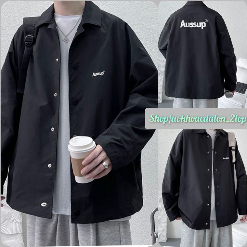 Áo Khoác Ngoài, Aussup Áo khoác gió bomber jacket chống nước 2 lớp form Hàn Quốc