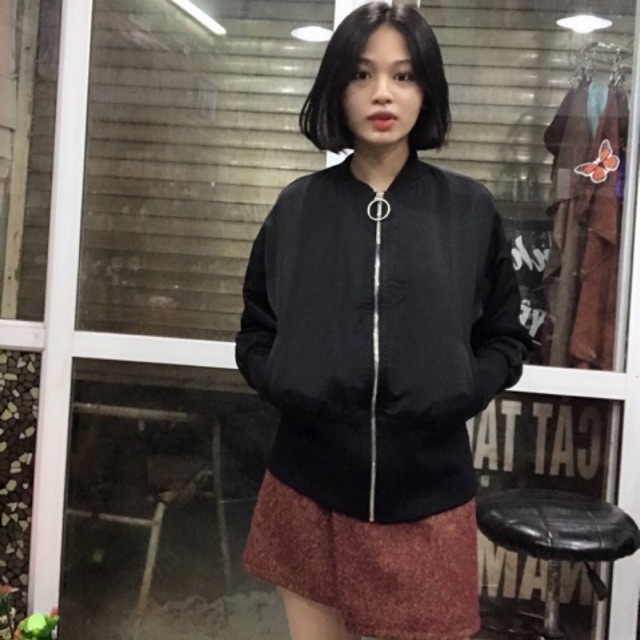 Áo da Bomber nữ