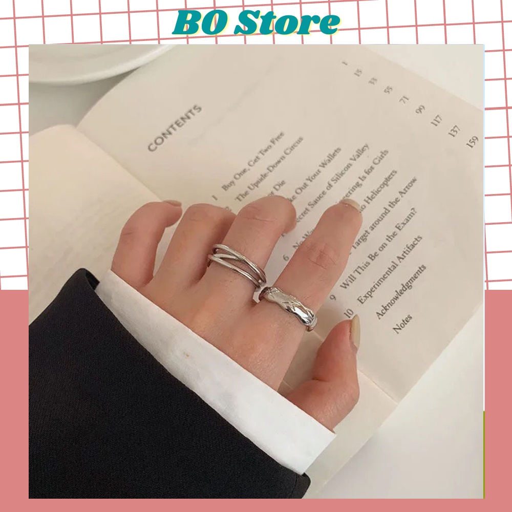 Nhẫn Thép Titan Màu Bạc Phong Cách Hip hop Hàn Quốc Màu Sắc N03