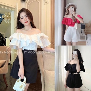 Áo croptop bèo vai 4 màu hàng đẹp chất thô mềm - ảnh thật