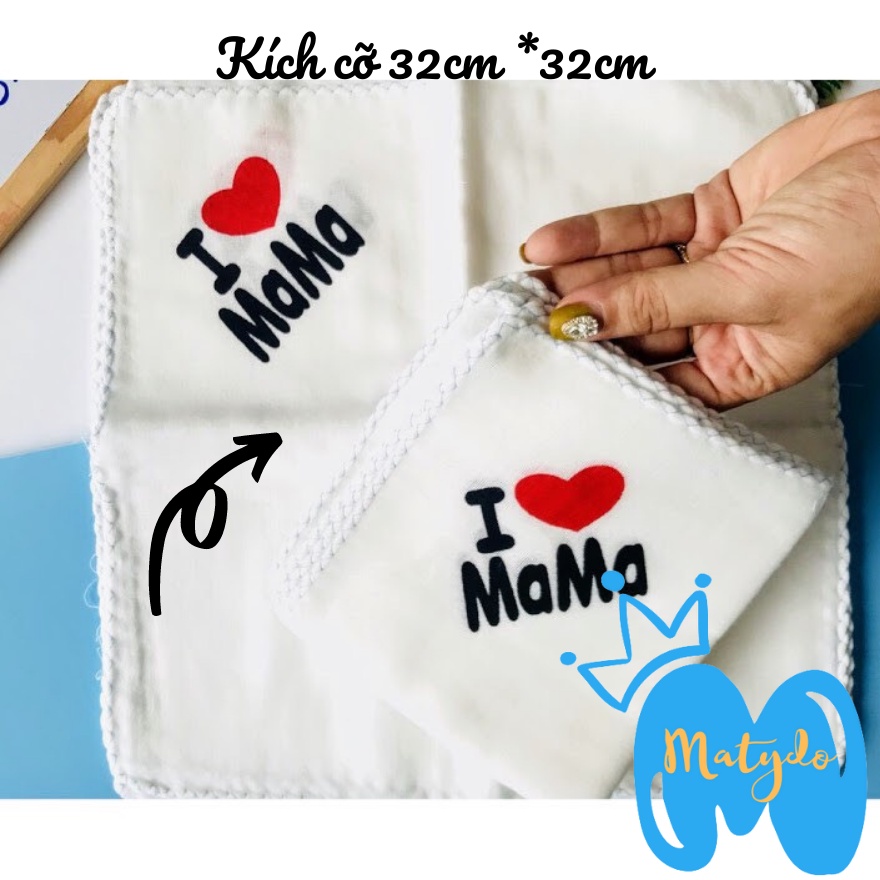 Khăn xô sữa cho bé set 2 chiếc cao cấp mềm mại thấm sữa rửa mặt lau mũi hình in mama papa