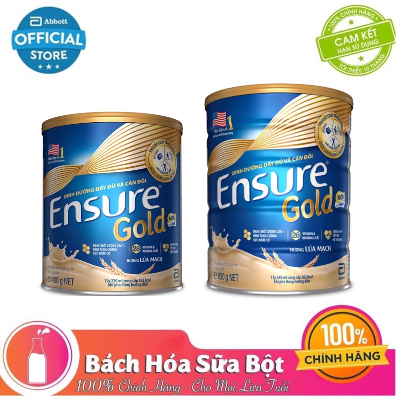 [Chính hãng] Sữa Bột Ensure Gold Hương Lúa Mạch - 850g [Date mới]