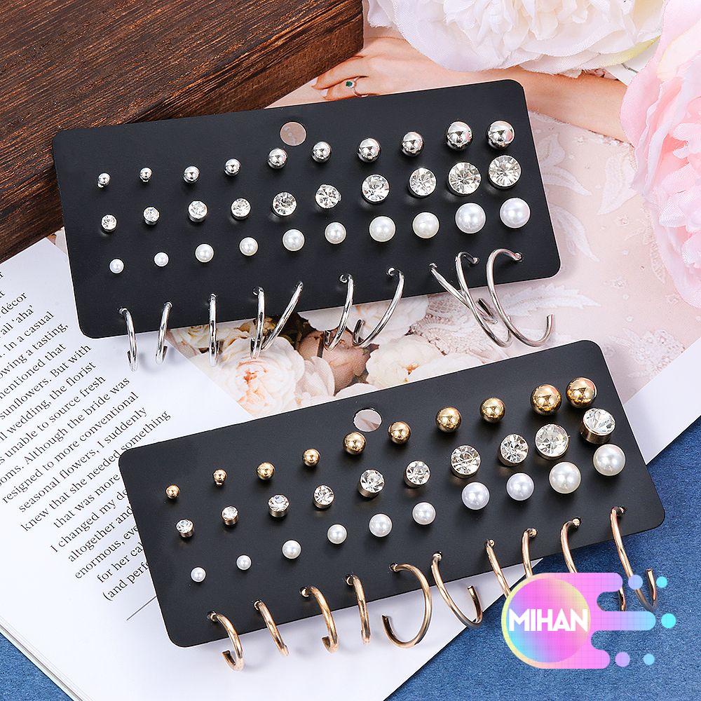 Set nhẫn và khuyên tai đính đá ngọc trai thời trang MIHAN1 cho nữ