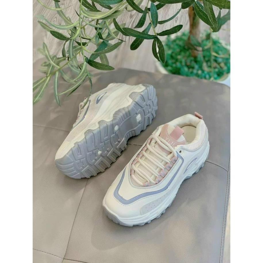 Giày Sneaker Nữ Phối Màu Hai Màu Cam Hồng Cao 3Cm Cực Xinh, Nhanh Nhẹn Cho Mùa Hè Năng Động