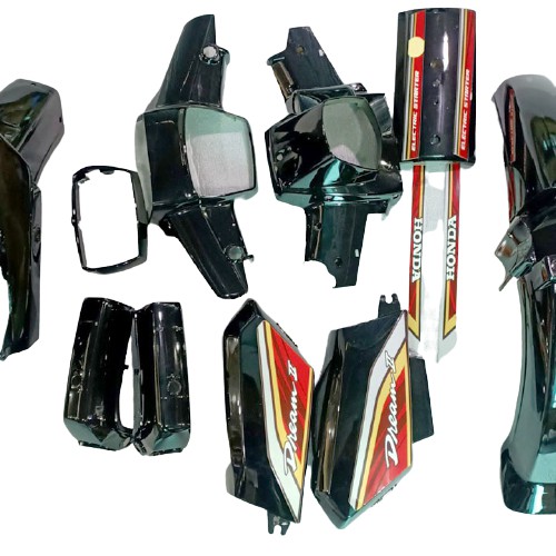 Bộ nhựa màu Đen bóng cho xe Dream II -Bộ ốc ráp dàn áo xe máy Dream - SPG-DGDr2-đen